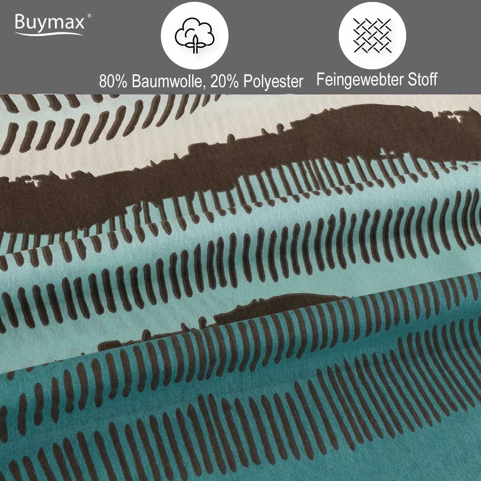 Buymax Bettwäsche Bettbezug-Set Dolce, Center, Baumwollmischung: 80% Baumwolle, 20% Polyester, 3 teilig, 200x220 cm mit Reißverschluss, Türkis-Schwarz, Streifen, gestreift
