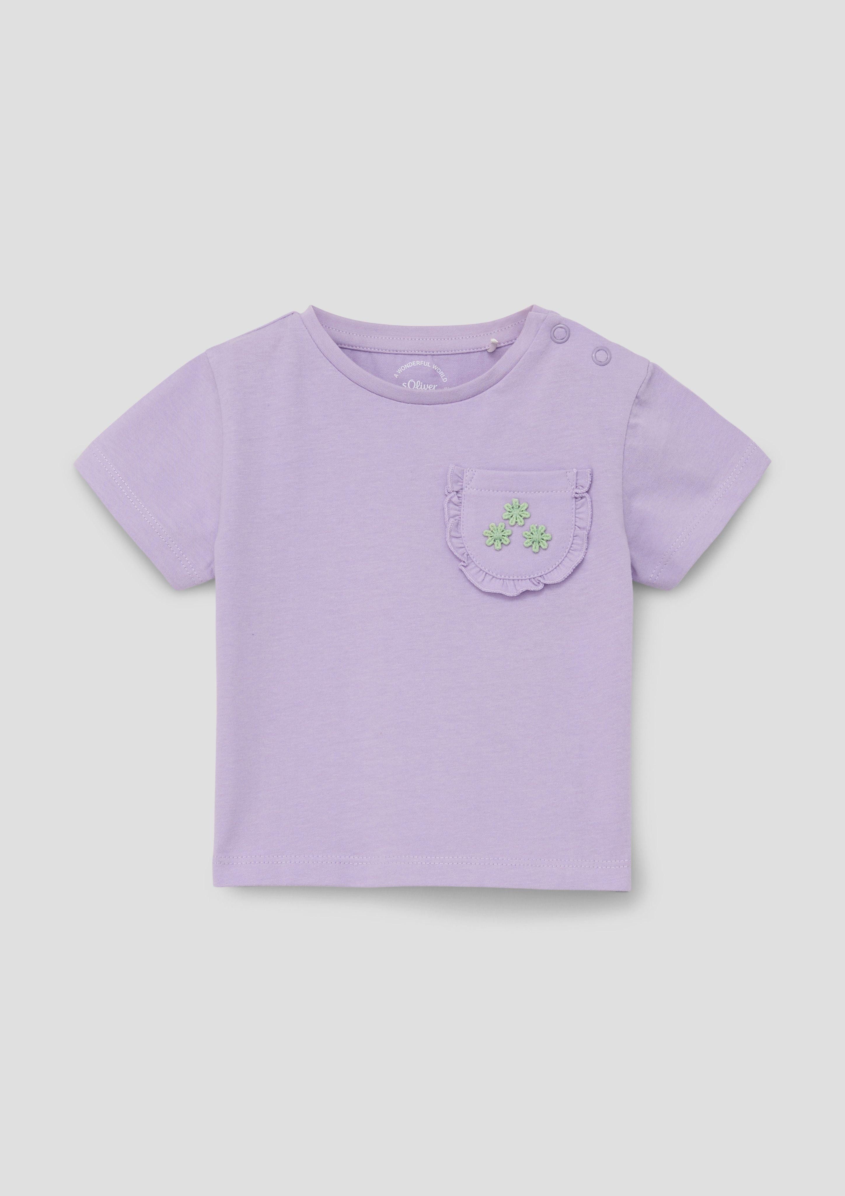 s.Oliver Kurzarmshirt Baumwollshirt mit Brusttasche Rüschen, günstig online kaufen