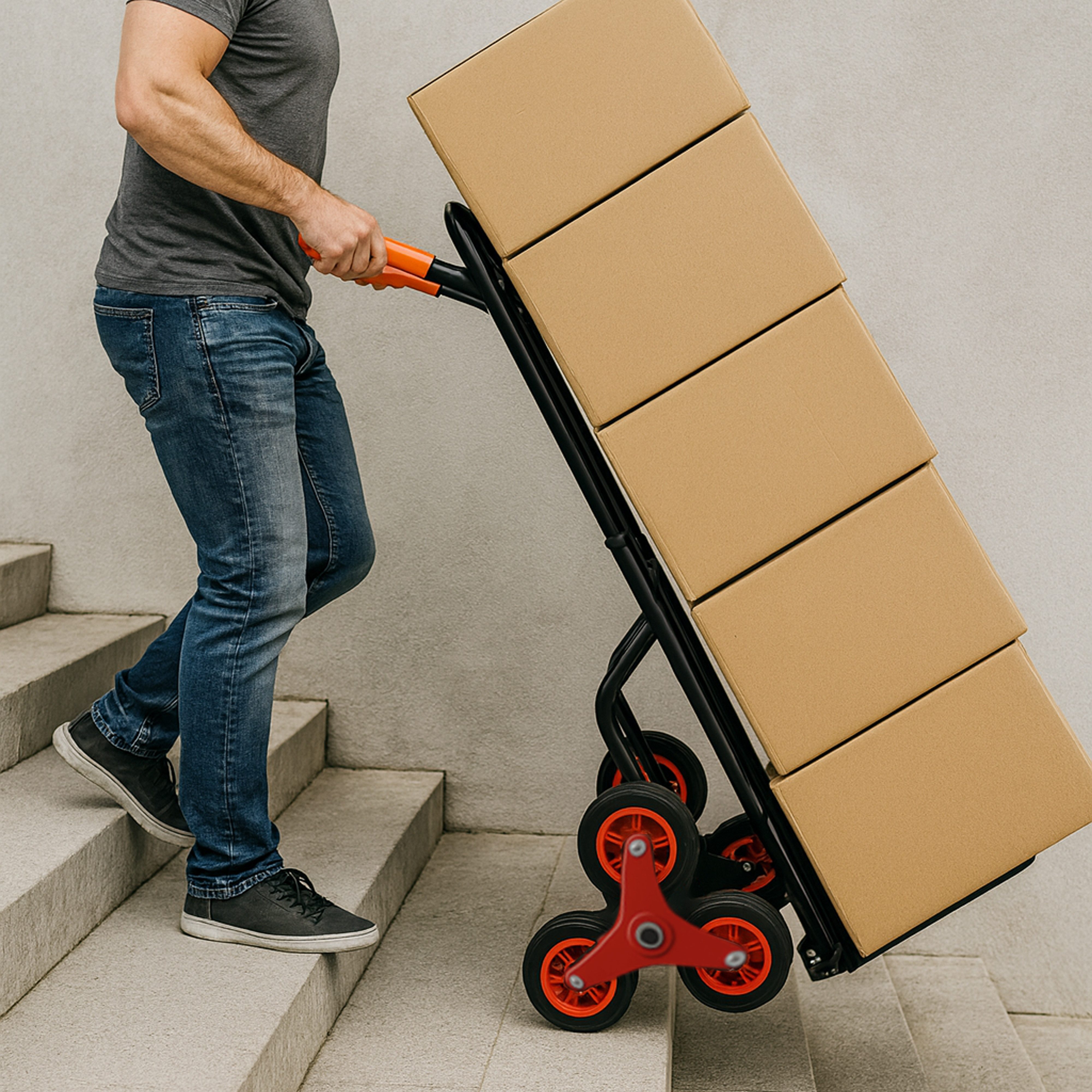 ONDIS24 Sackkarre Transportkarre Transportwagen Stahl schwarz klappbar, bis 120kg belastbar, Dreifach-Polypropylen-Bereifung – Bild 5 von 5
