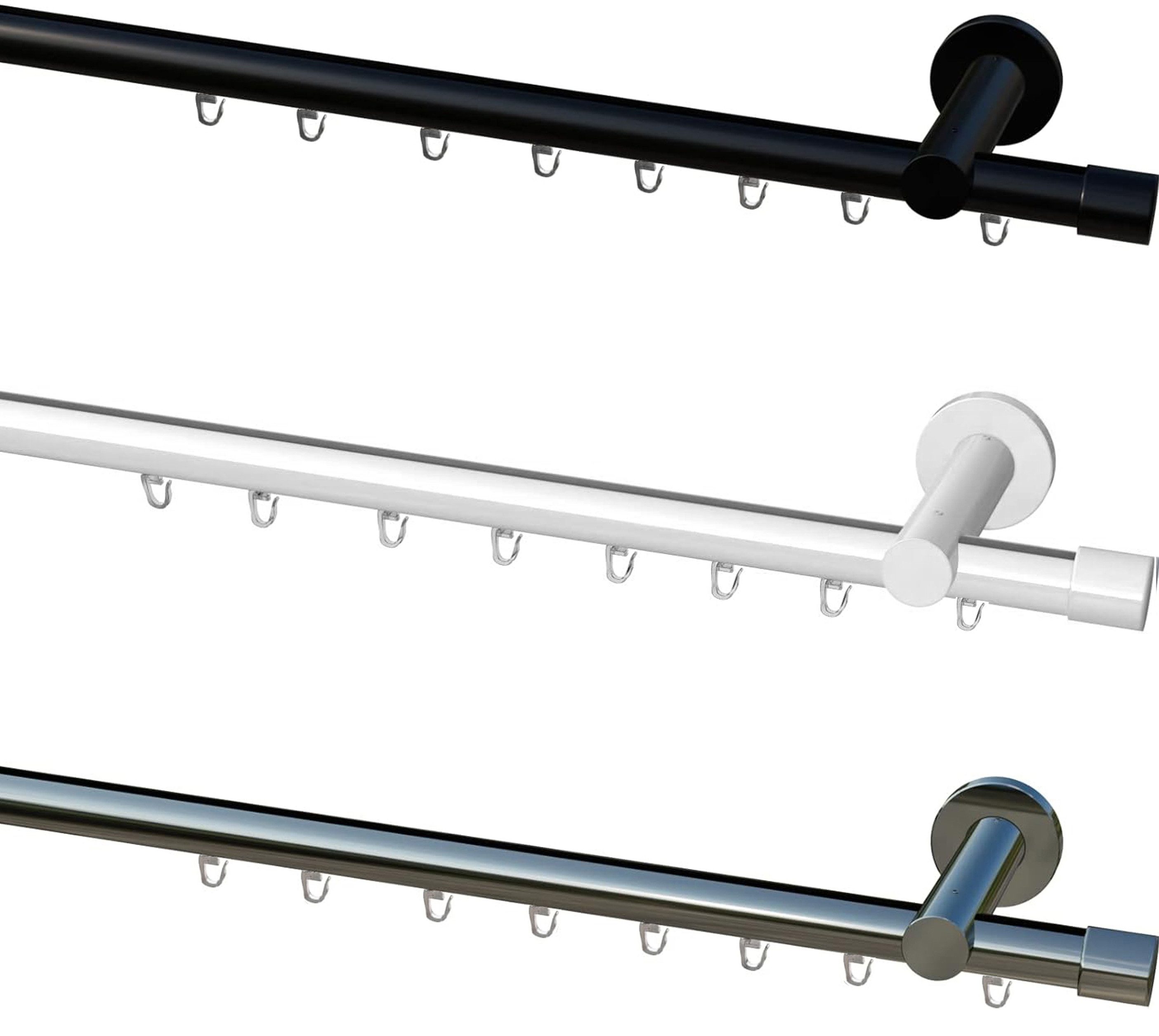 Garduna Gardinenstange Innenlauf System, Ø 20mm, mit X-Gleiter, kürzbar, Metall, 1-lauf, Innenlauf, komplett, hochwertig, Fixmaß, 20mm Vorhanstange