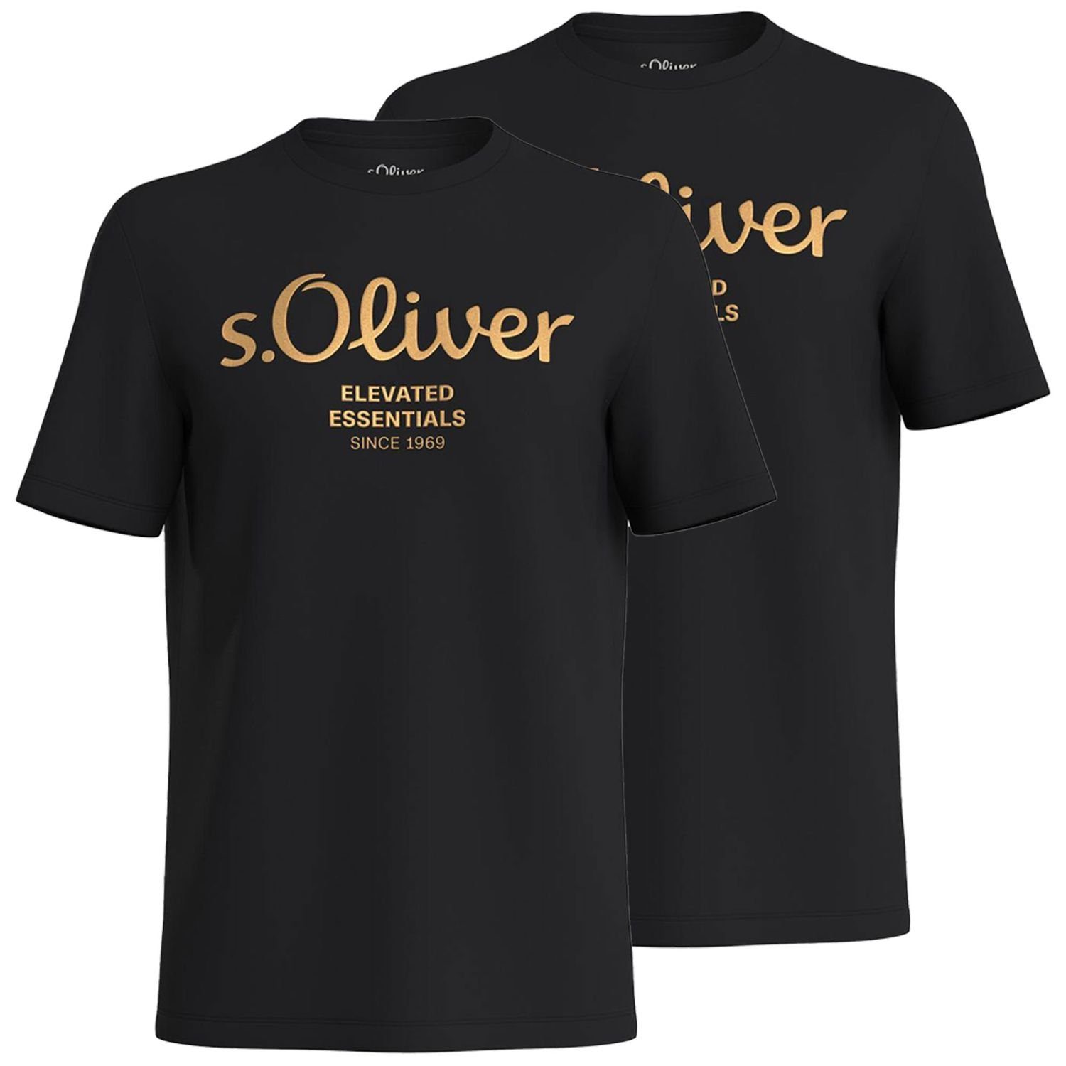 s.Oliver T-Shirt mit Metallic-Logo-Aufdruck im 2er Pack