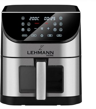 Lehmann Heißluftfritteuse Friteuse mit bis zu 10 Programmen mit Digitalem LED-Touchscreen, 1800,00 W, Temperaturregelung 76-200°C, Timer, gesunde Lebensmittel ohne Öl