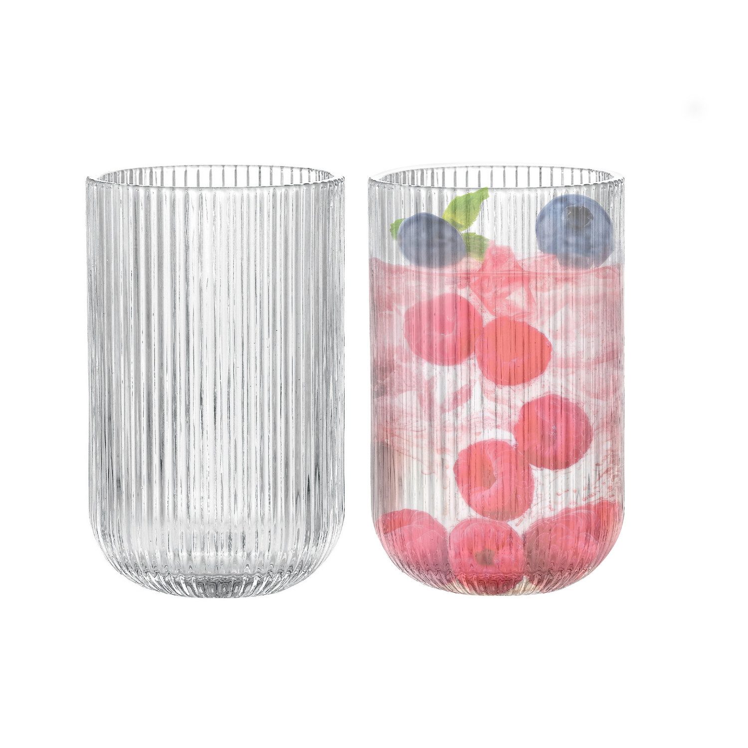 Zoha Gläser-Set Relief Crystal Glas Set - Latte Macchiato Tee Softdrink, 8-tlg., Glas, Hitzebeständig - verschiedene Größen