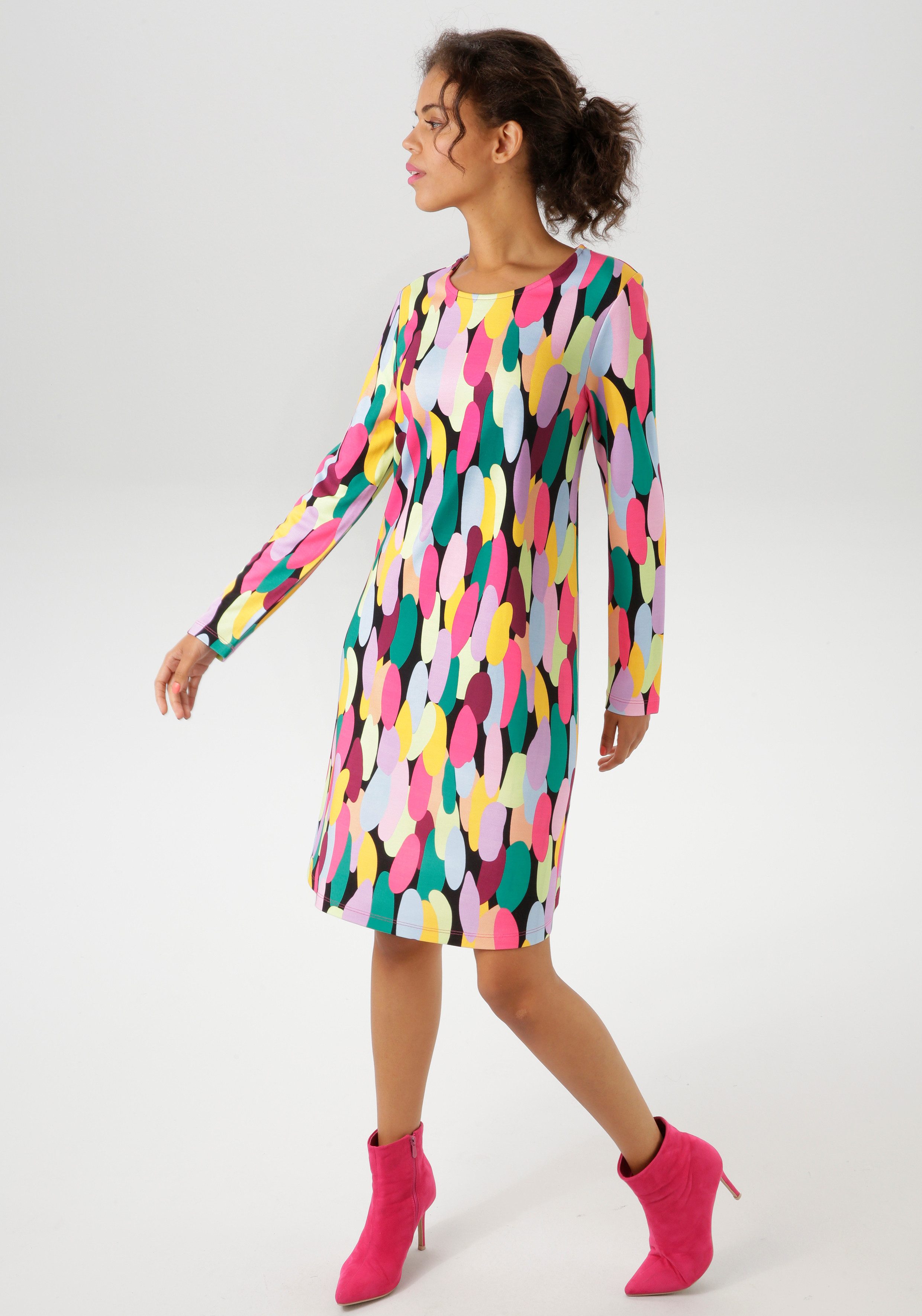 Aniston CASUAL Jerseykleid mit farbenfrohen, grafischen günstig online kaufen