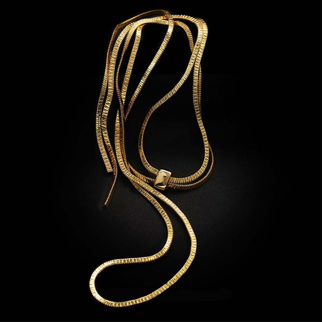 YANN Charm-Kette Lange Damen-Halskette mit Pullover und Schlangenknochenkette, Verstellbare Verlängerungskette gold