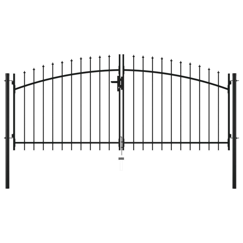 vidaXL Gartentor 2995 x 100 cm Doppelflügel-Gartentor mit Speerspitzen 300x150 cm Schlü