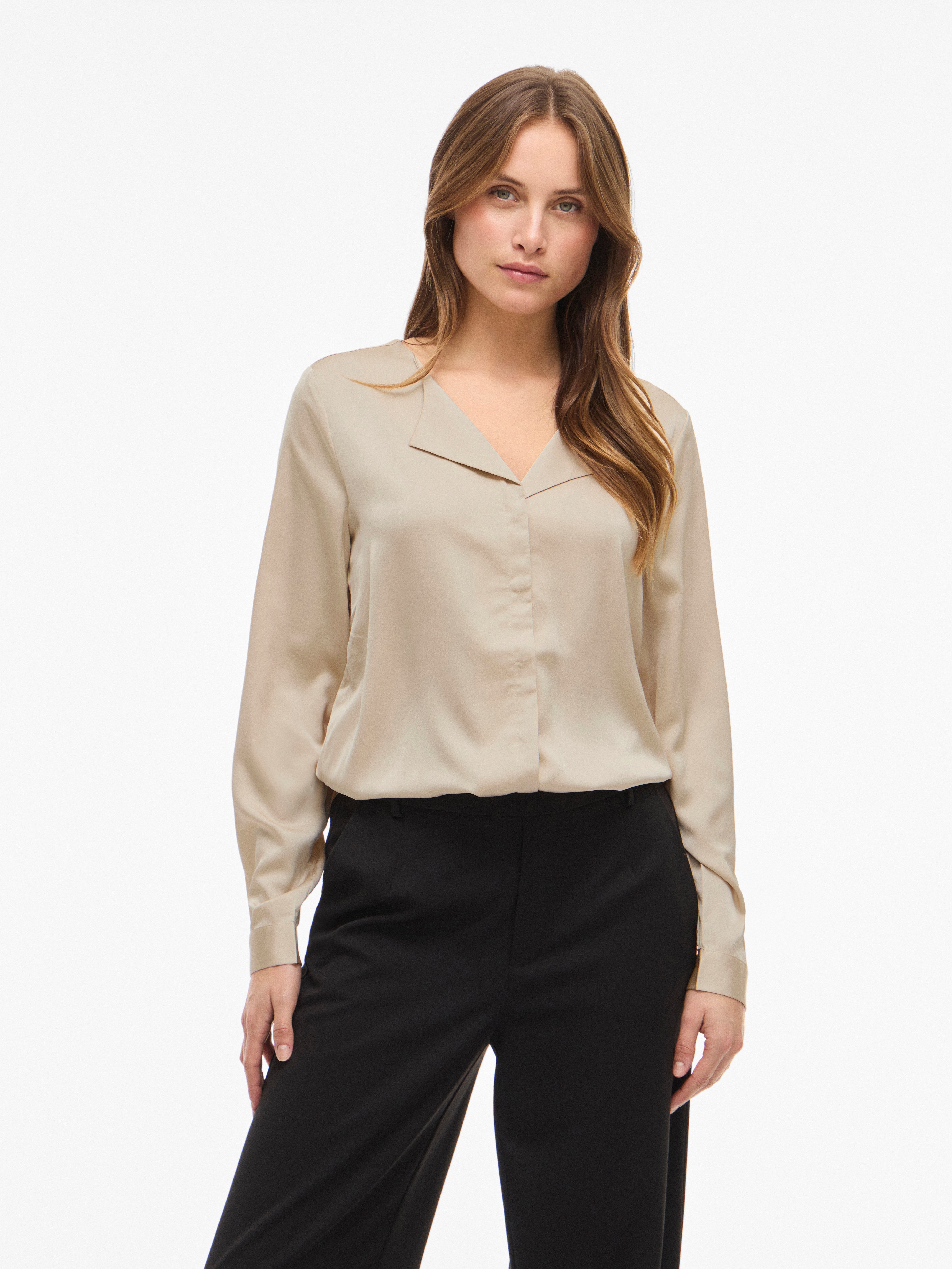 Vila Hemdbluse VIELLETTE V-NECK L/S SATIN SHIRT - NOOS günstig online kaufen