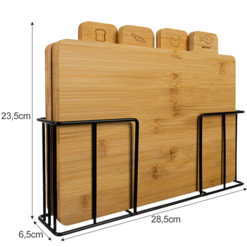 Ruhhy Schneidebrett Küchenbrett Servierbrett Bambusbrett, Bambus, (Spar-Set, 4-St., 28x20x1,2 cm robust) – Bild 2 von 5