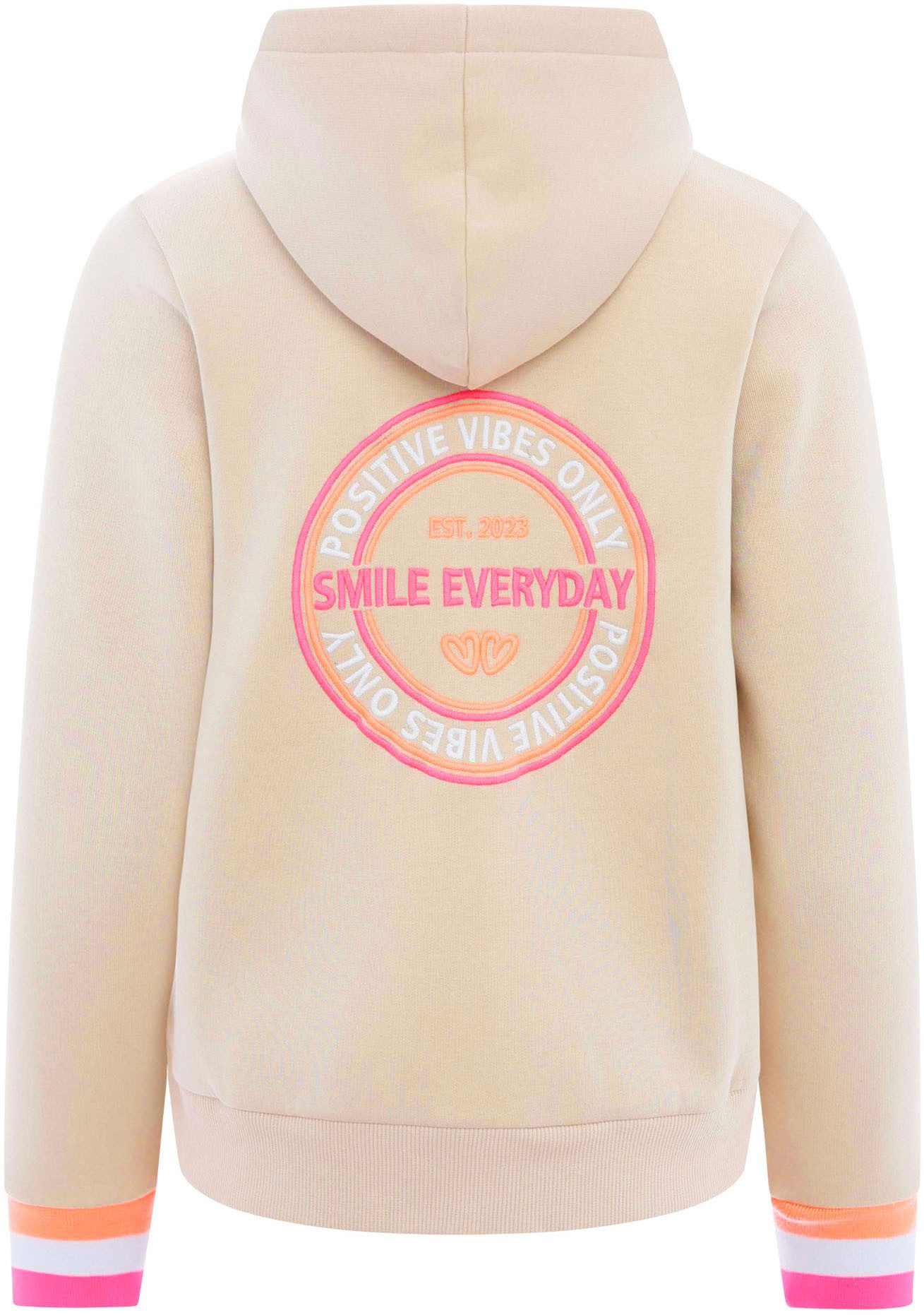 Zwillingsherz Kapuzensweatjacke "Smile Everyday ZH" Kapuze, Taschen, Langarm, Stickerei, Reißverschluss
