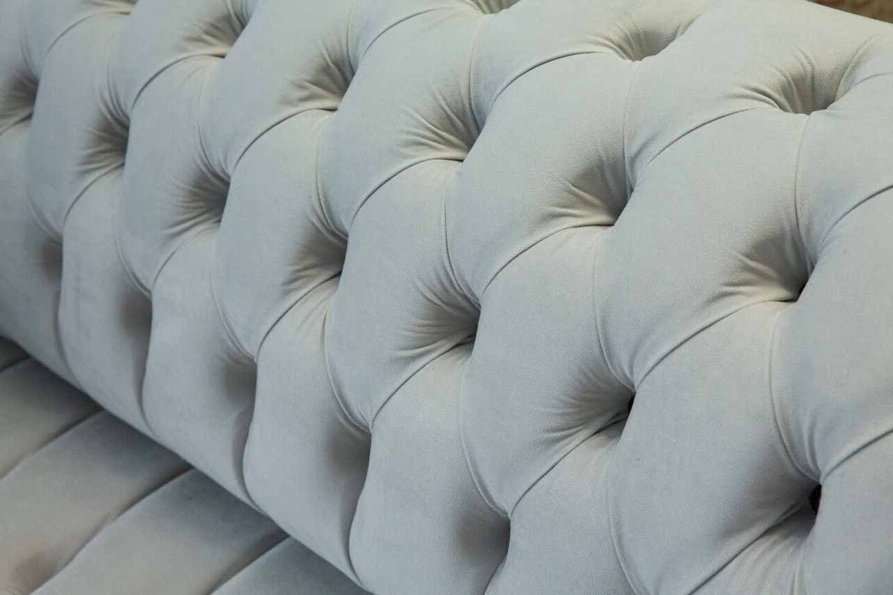 Polster 2-Sitzer Weiß, 1 Sofa Sofas 2 Sitzer Luxus Sofas Chesterfield-Knöpfen Teile, JVmoebel Design Mit Chesterfield