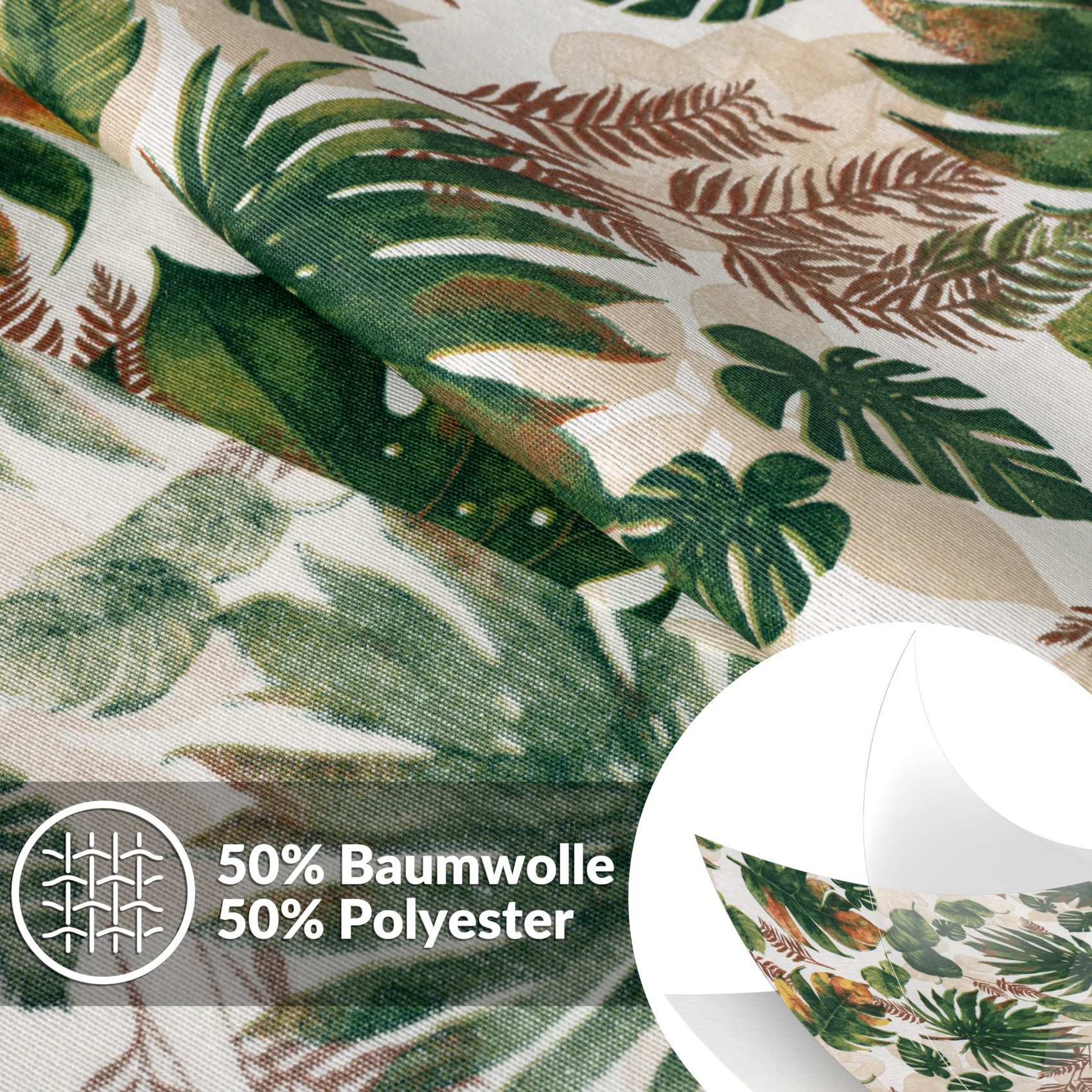 ANRO Tischdecke abwaschbar Tischtuch Baumwolle Polyester wasserabweisend (Einzelstück 1-tlg), Schmutzabweisend Aquarell Dunkelgrün Rund 100cm
