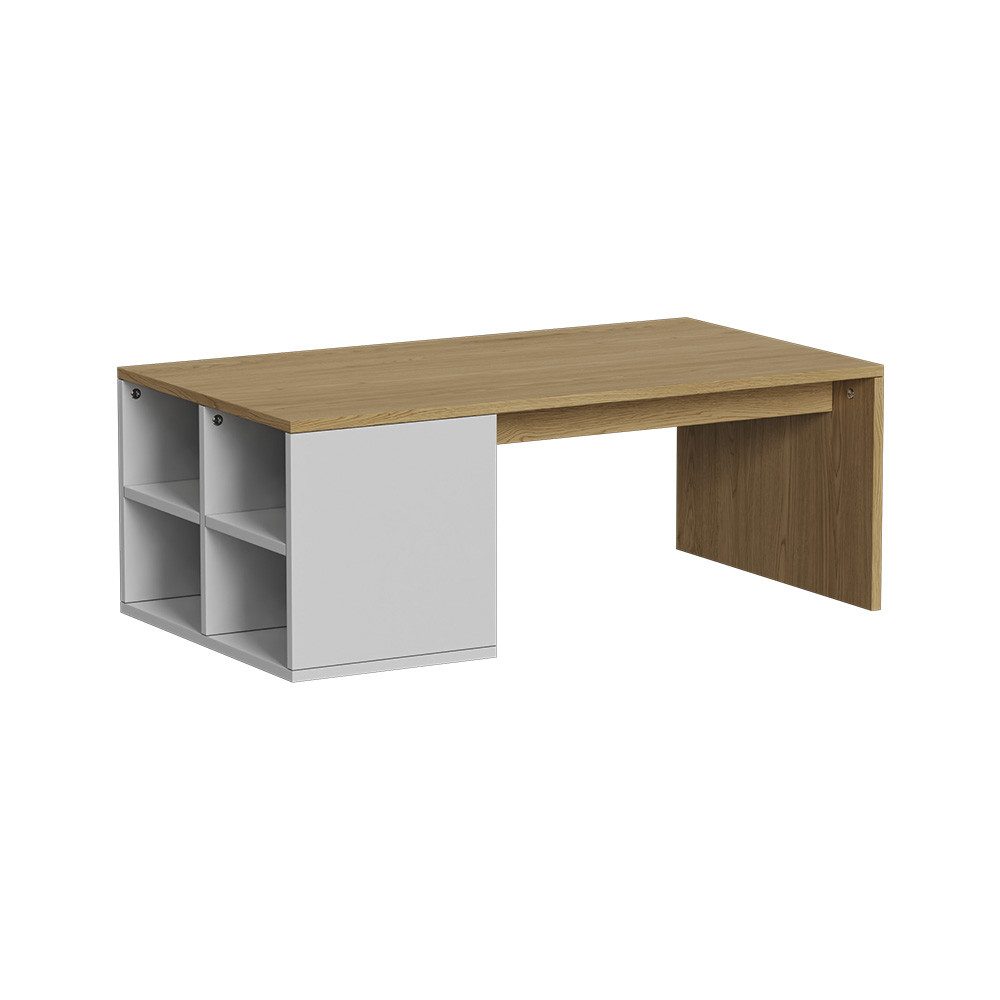 Vicco Couchtisch Kivo, Weiß/Eiche/Eiche, 90 x 50 cm mit offenen 4 Fächern ( günstig online kaufen