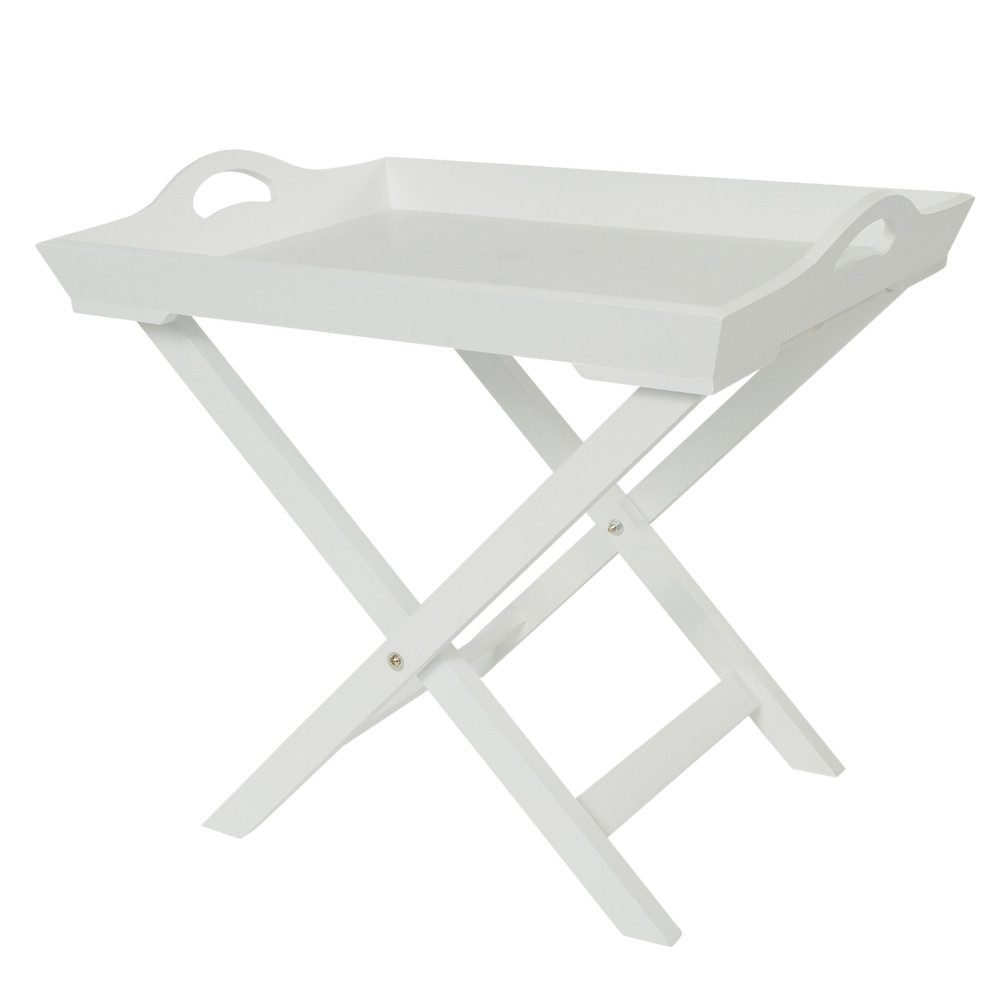 LebensWohnArt Beistelltisch Tabletttisch GIGI weiss 57cm Landhaus günstig online kaufen
