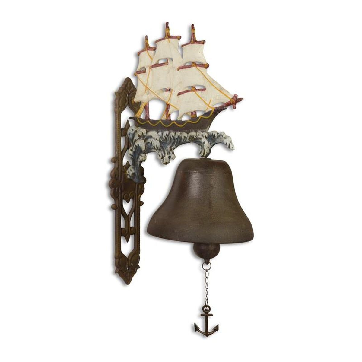 60 Segelboot Stil Moritz Glockenband Türglocke antik 3 mit Anker Glocke Maritim Schiff cm, Segelschiff Master Gartenfigur Seil