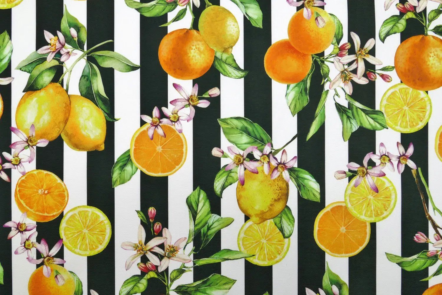 Stofferia Stoff Dekostoff Baumwolle Streifen Zitrone Ecru, Meterware