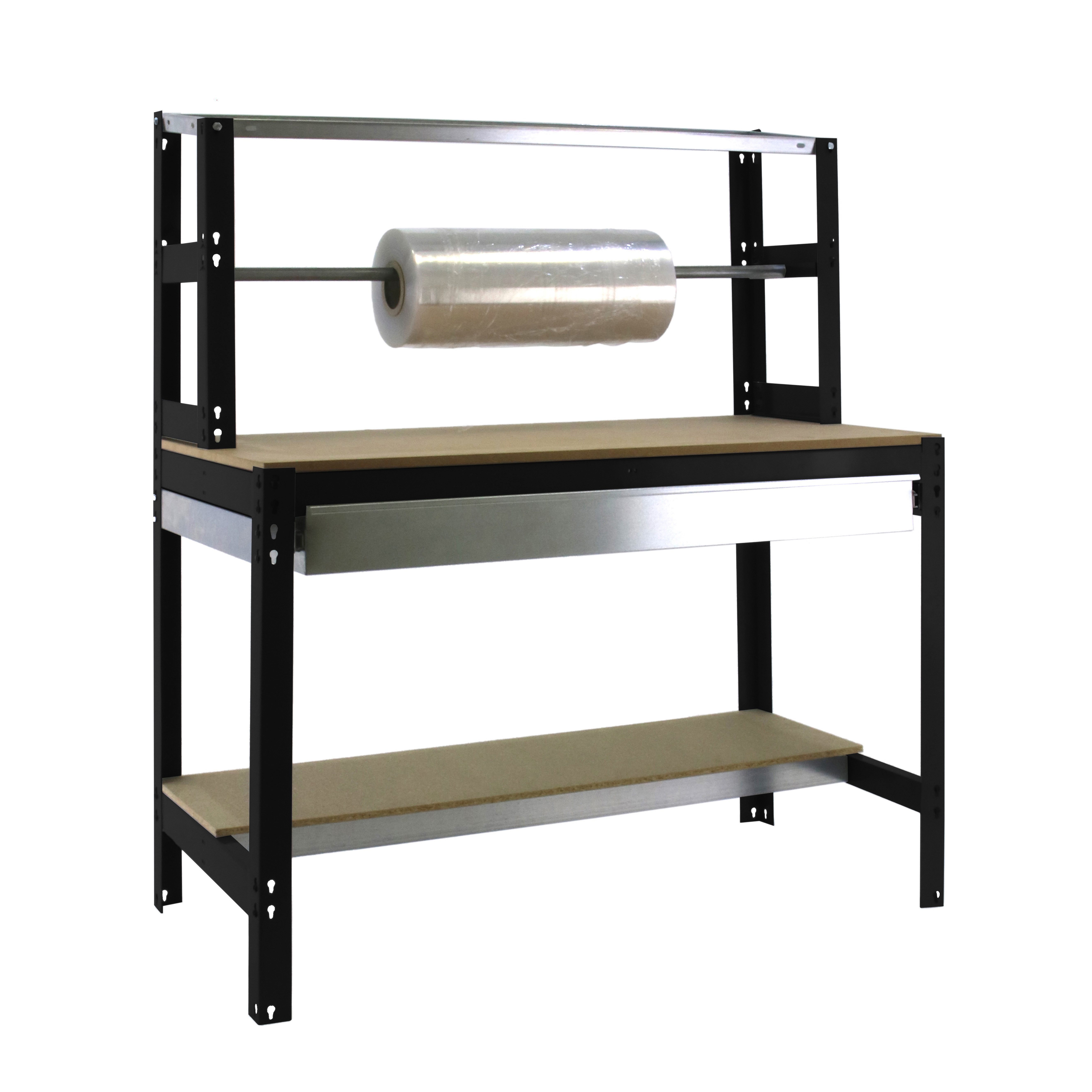PROREGAL® Werkbank Packtisch BUFFALO mit Schubfach, 84x120x76cm, Traglast 600kg