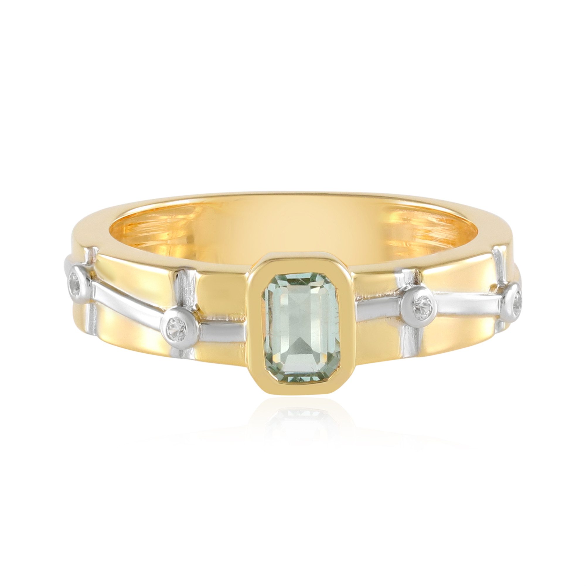 Cavill Silberring Paraiba Smaragd Goldplattierter Silberring (1-tlg)