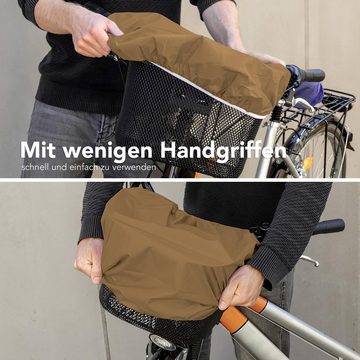 EAZY CASE Fahrradkorb Universal Regenschutz für Korb, Regenschutzhaube Korbschutz Regen Überzug elastisch wasserdicht Braun