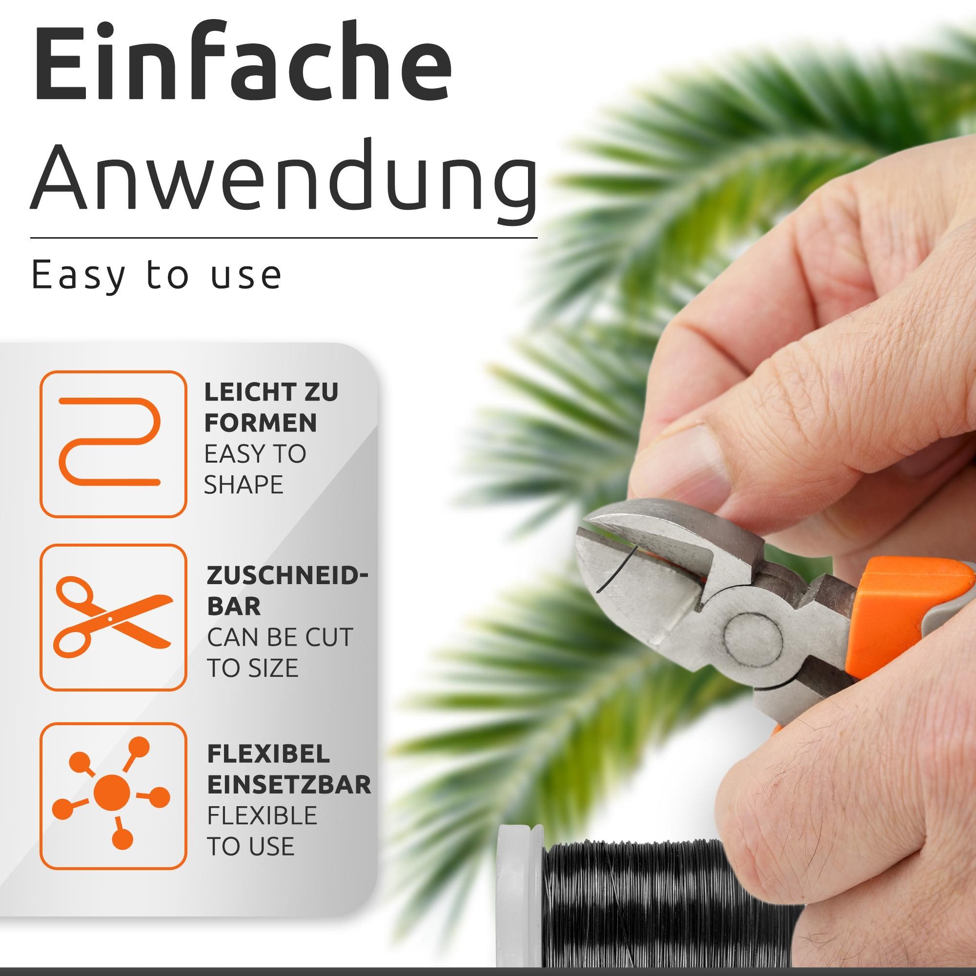 ECENCE Bindedraht 3x Myrtendraht geglüht aus Eisen Blumenbindedraht