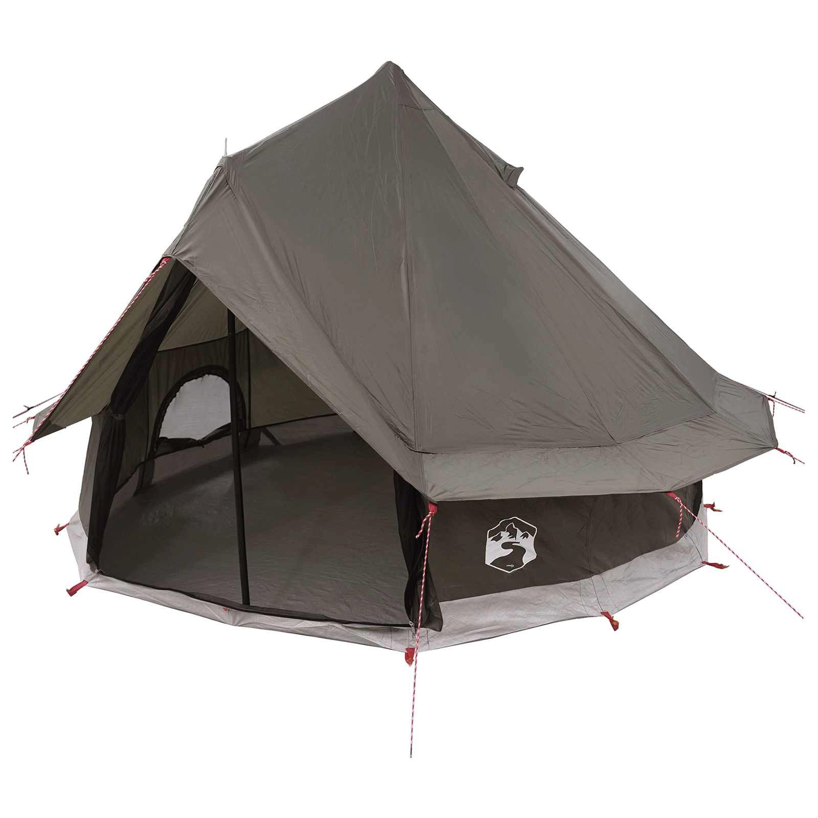 vidaXL Tipi-Zelt Tipi Zelt mit Dach Braun Grau 250 x 250 cm Polyester und Stahl, (1 tlg)