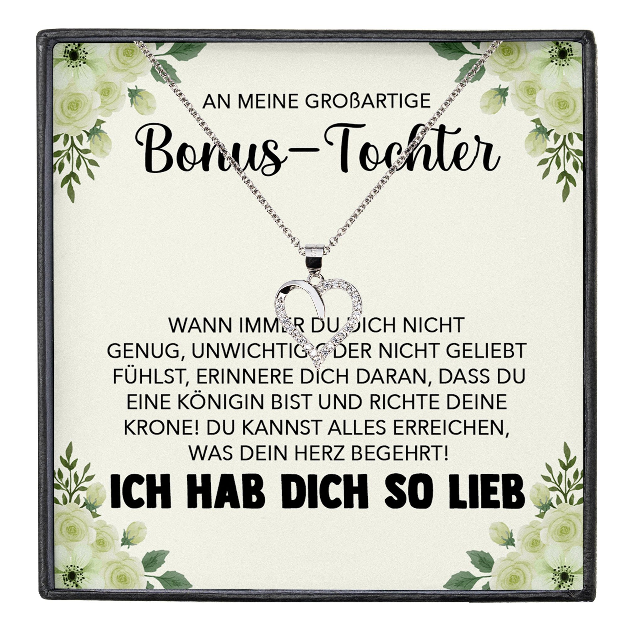 Schmuckset Stieftochter Geschenk Bonus-Tochter Mädchen Herz Halskette Frauen