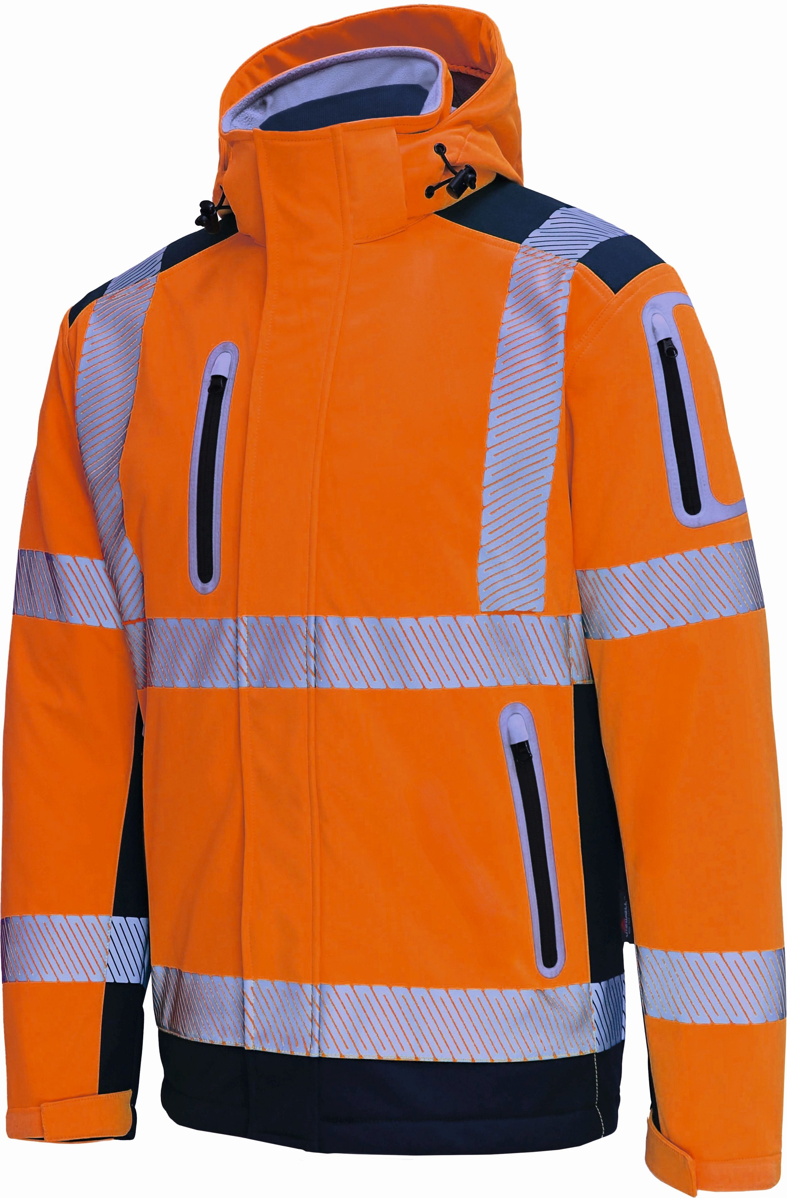 vizwell Softshelljacke 3 in 1 Warnschutz Winter-Softshelljacke Arbeitsjacke neon gelb orange warme, robuste Winterjacke oder Weste. Zertifiziert
