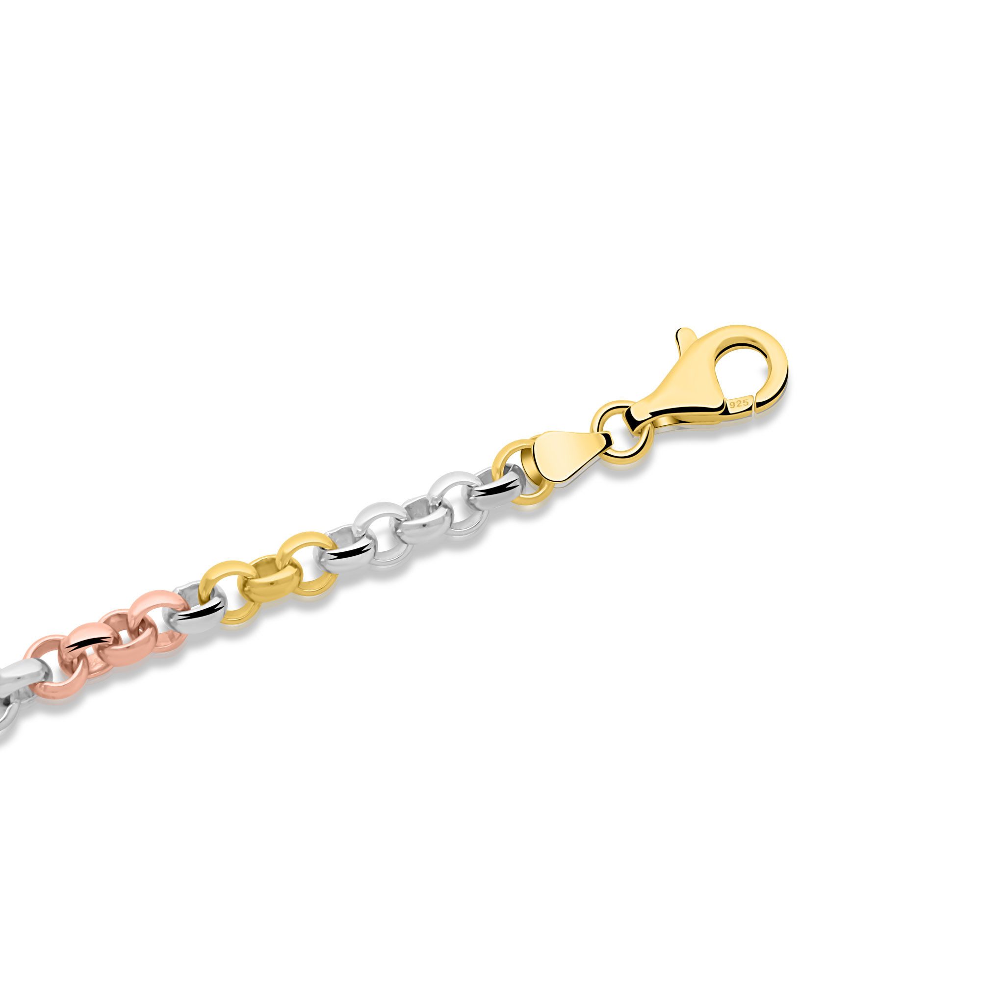Tony Fein Silberkette Erbskette 6mm 925er Silber 585er Vergoldet Rosé Massiv, Made in Italy für Damen und Herren