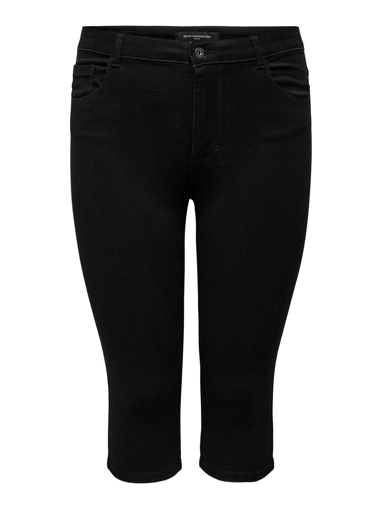 in CARAUGUSTA Size Hose Übergröße CARMAKOMA Shorts 3/4Capri Schwarz 4794 Caprihose Jeans Denim Plus ONLY