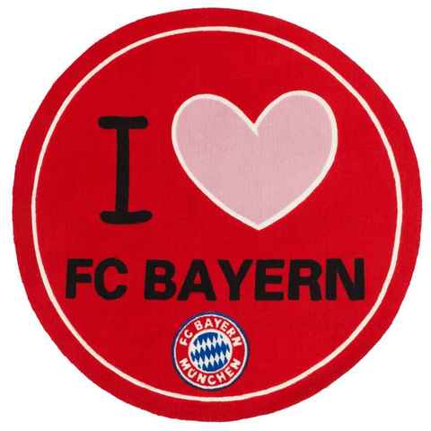 Teppich FC Bayern Runder Teppich 1.00 x 1.00 m Fussball Fan Lizensware, Böing Carpet, Rund, Höhe: 5 mm