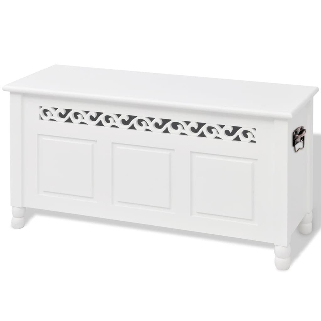 vidaXL Sitzbank Aufbewahrungsbank Barockstil MDF Weiß