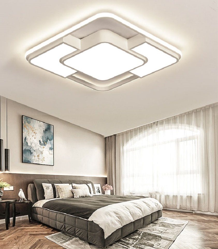 Daskoo Deckenleuchten 44W Quadrat LED Deckenlampe mit Fernbedienung Dimmbar Wohnzimmer, LED fest integriert, Neutralweiß, Warmweiß, Kaltweiß, LED Deckenleuchte stufenlos dimmbar