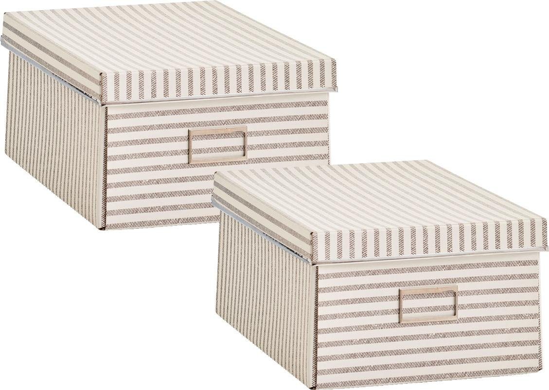 Zeller Present Aufbewahrungsbox Stripes, Pappe, beige günstig online kaufen