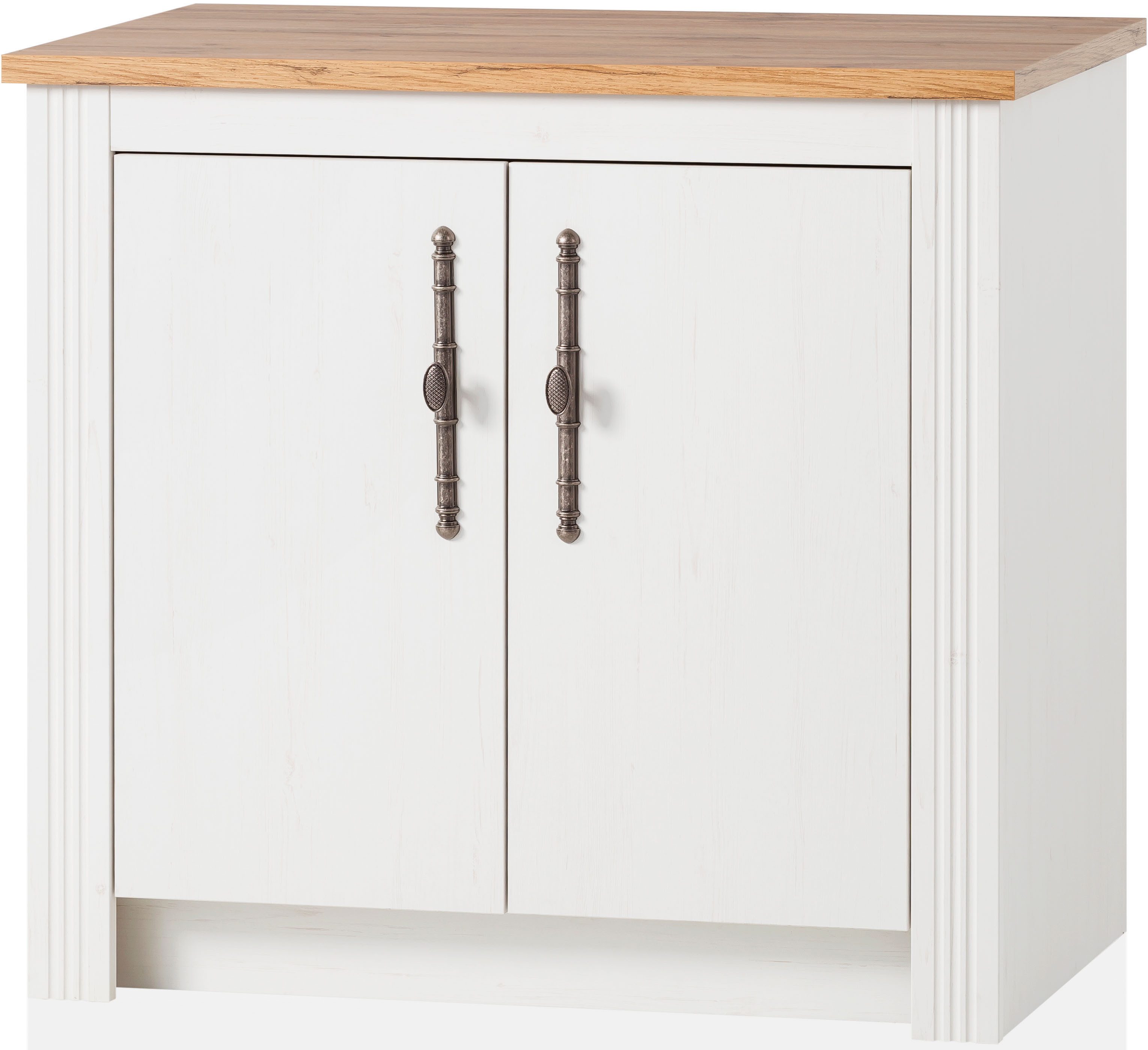 KOCHSTATION Küchenzeile KS-Westminster, Pantryküche im Landhaus Stil, hochwertige Metallgriffe, (Set), Breite 164 cm, Kommode, Wandpaneel, Hängeschrank und Herdumbau