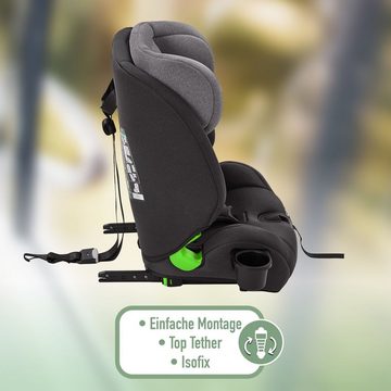 FableKids Autokindersitz NALA Autositz i-Size Kinderautositz mit Isofix 76-150 cm ECE, ab: 15 Monate, bis: 12 Jahre, ab: 9,00 kg, bis: 36,00 kg, (Grau)