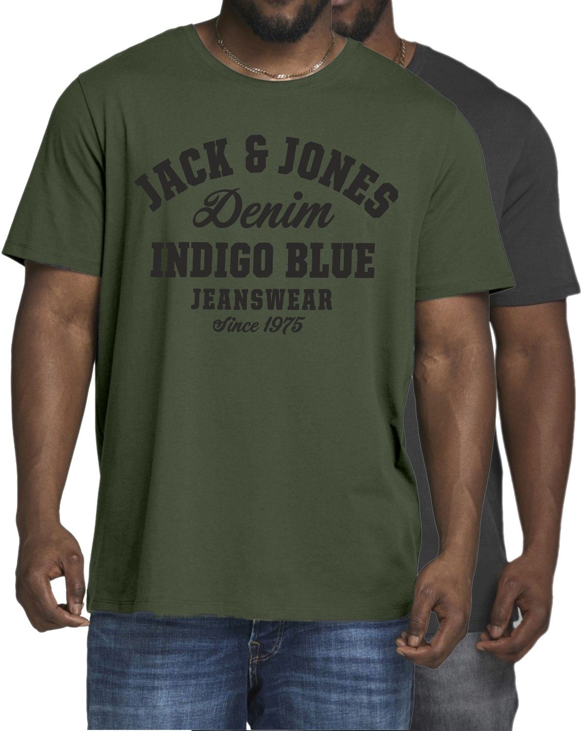 Jack & Jones Print-Shirt (2er-Pack) in Unifarben, aus Baumwolle Pack-03