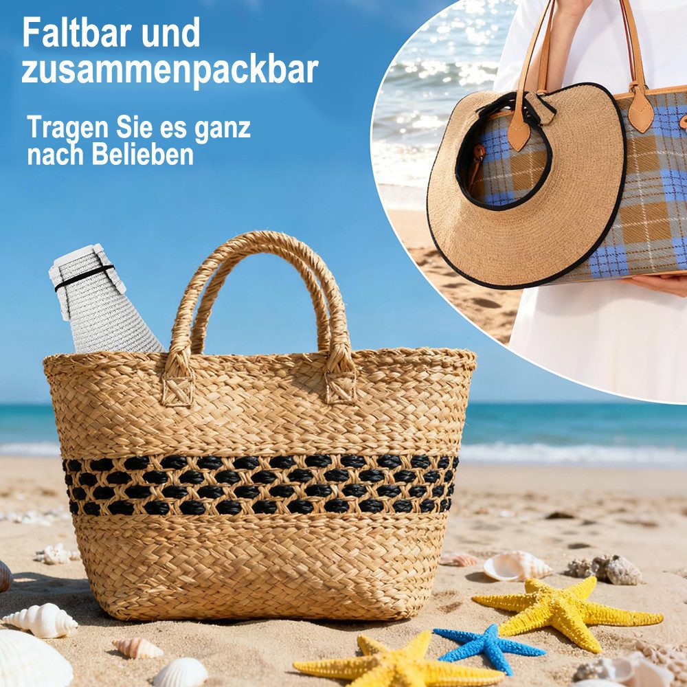 Zaewry Sonnenhut Sonnenhüte mit breiter Krempe, Sonnenhut für Damen,Faltbar rollbar für Outdoor-Abenteuer, Wandern,Pferdeschwanz-Öffnung,Strandhut