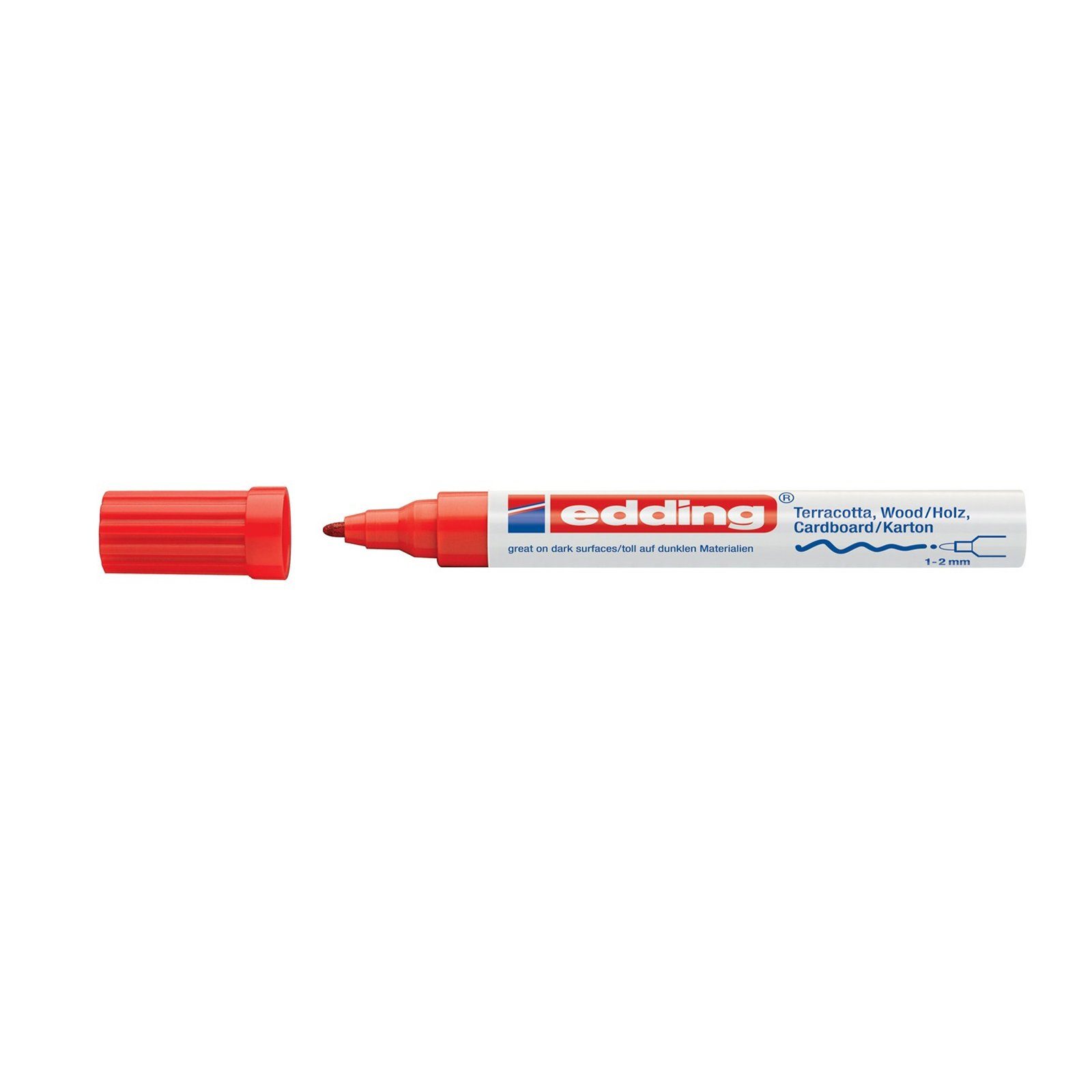 edding Permanentmarker Mattlack-Marker 1-2 mm Lackstift 4040, Rot (Stück, 1-tlg), Permanentmarker edding