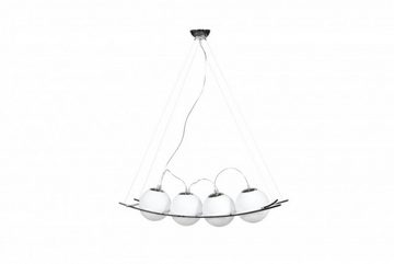 Casa Padrino Pendelleuchte Designer Pendelleuchte aus getöntem Glas, Weiss/Silber, Leuchte Lampe