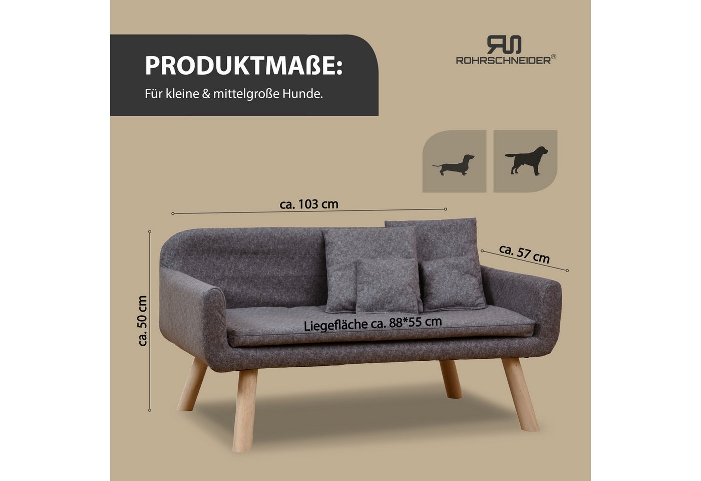 Thumbnail - Rohrschneider Tiersofa edles Hundesofa Hundecouch CHICAGO inkl. Hundekotbeutelset