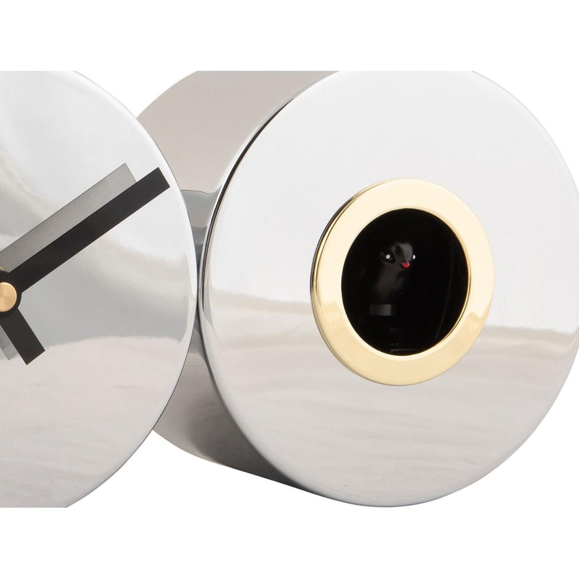 Karlsson Uhr Wanduhr Duo Cuckoo Chome Plated