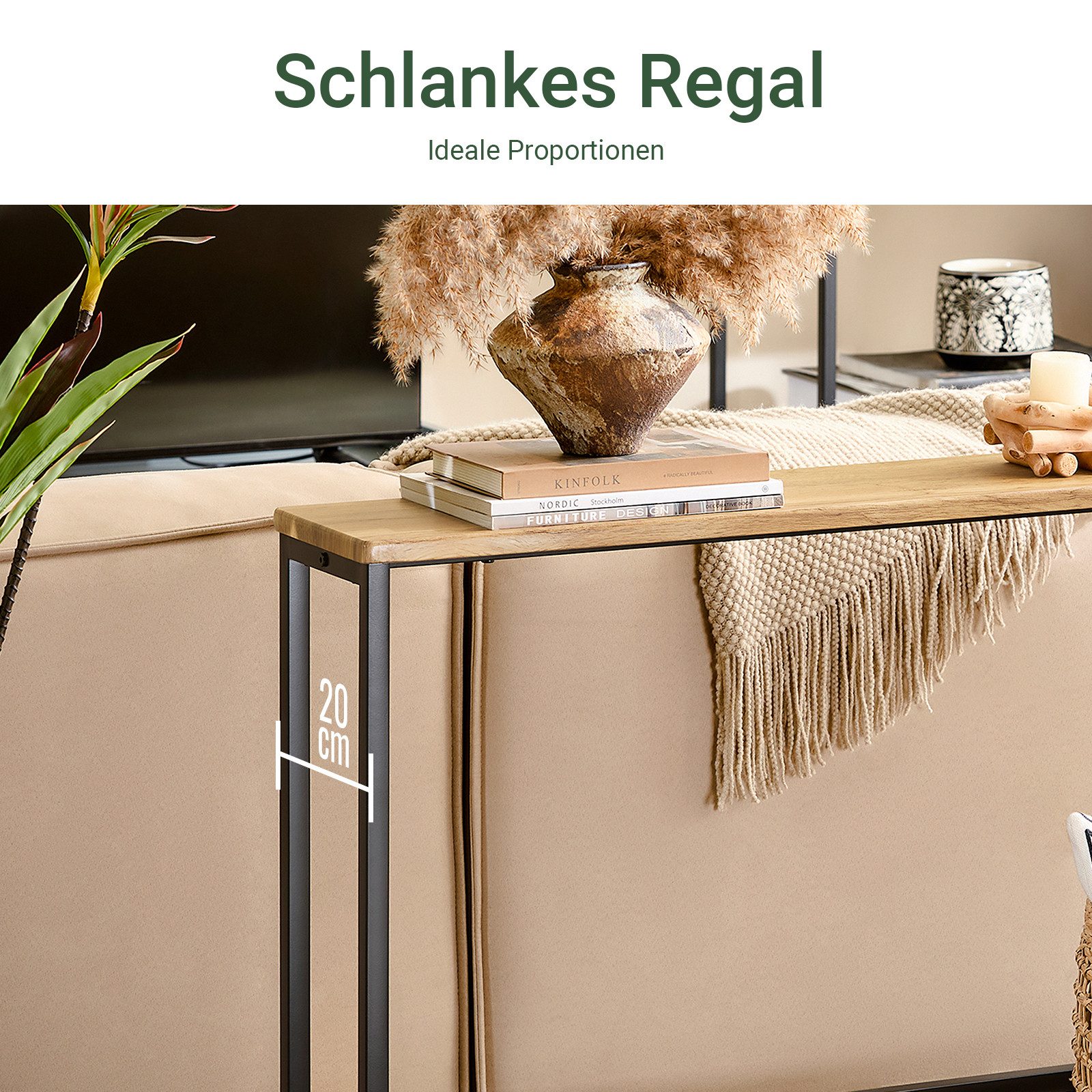 SoBuy Konsolentisch FSB19, Konsolentisch schmal, Sofatisch, Wohnzimmer Flur Büro, Konsolentisch Flurtisch Sideboard Beistelltisch Vintage