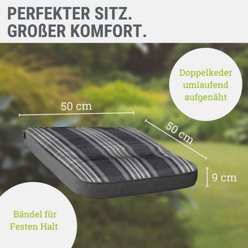 KETTtex EXKLUSIV Polsterauflage KTH 3 - anthrazit-beige kariert - Polsterauflagen für Gartenstühle, mit Steg und Doppelkeder