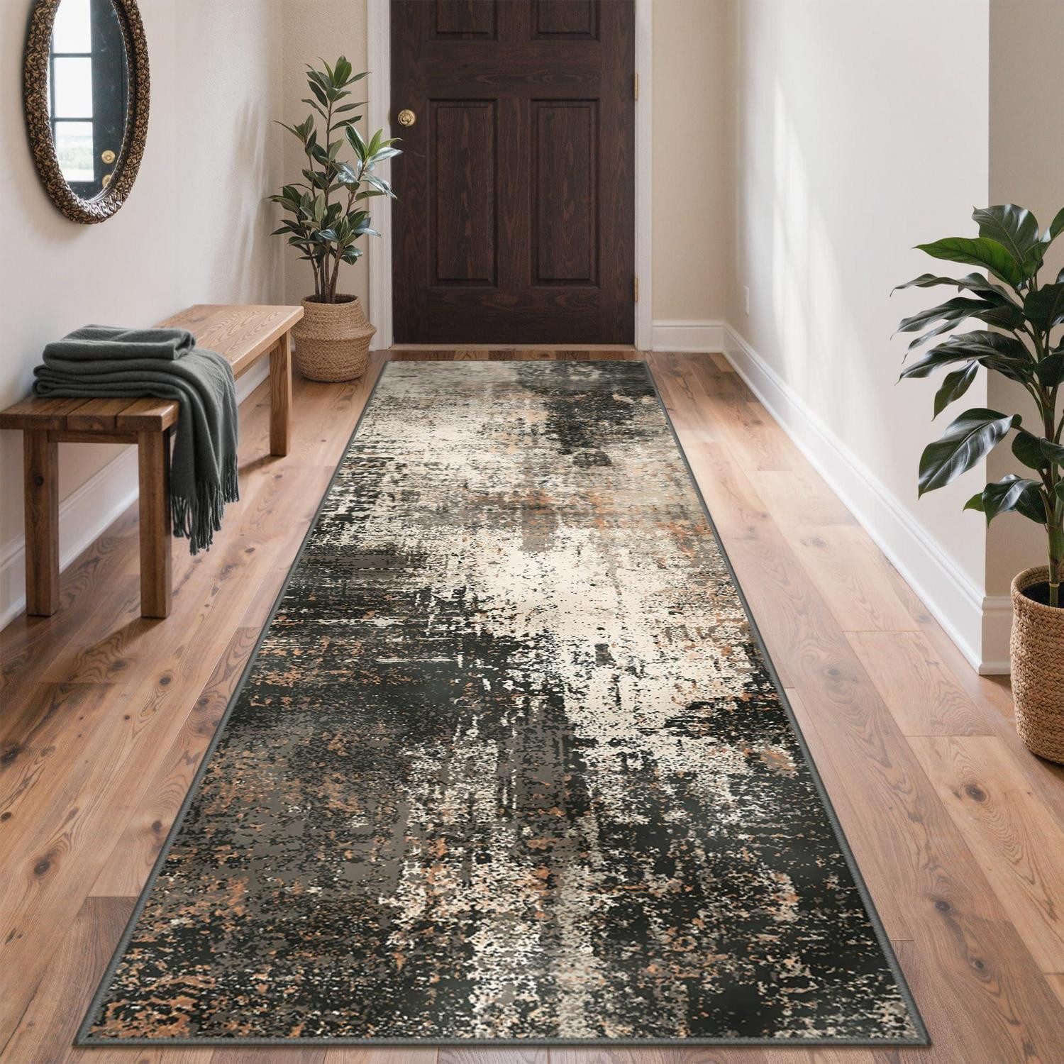 LuxusKollektion Läufer Läufer Rotbraun 60x120cm Waschbar Rutschfest, rechteckig, Höhe: 5 mm