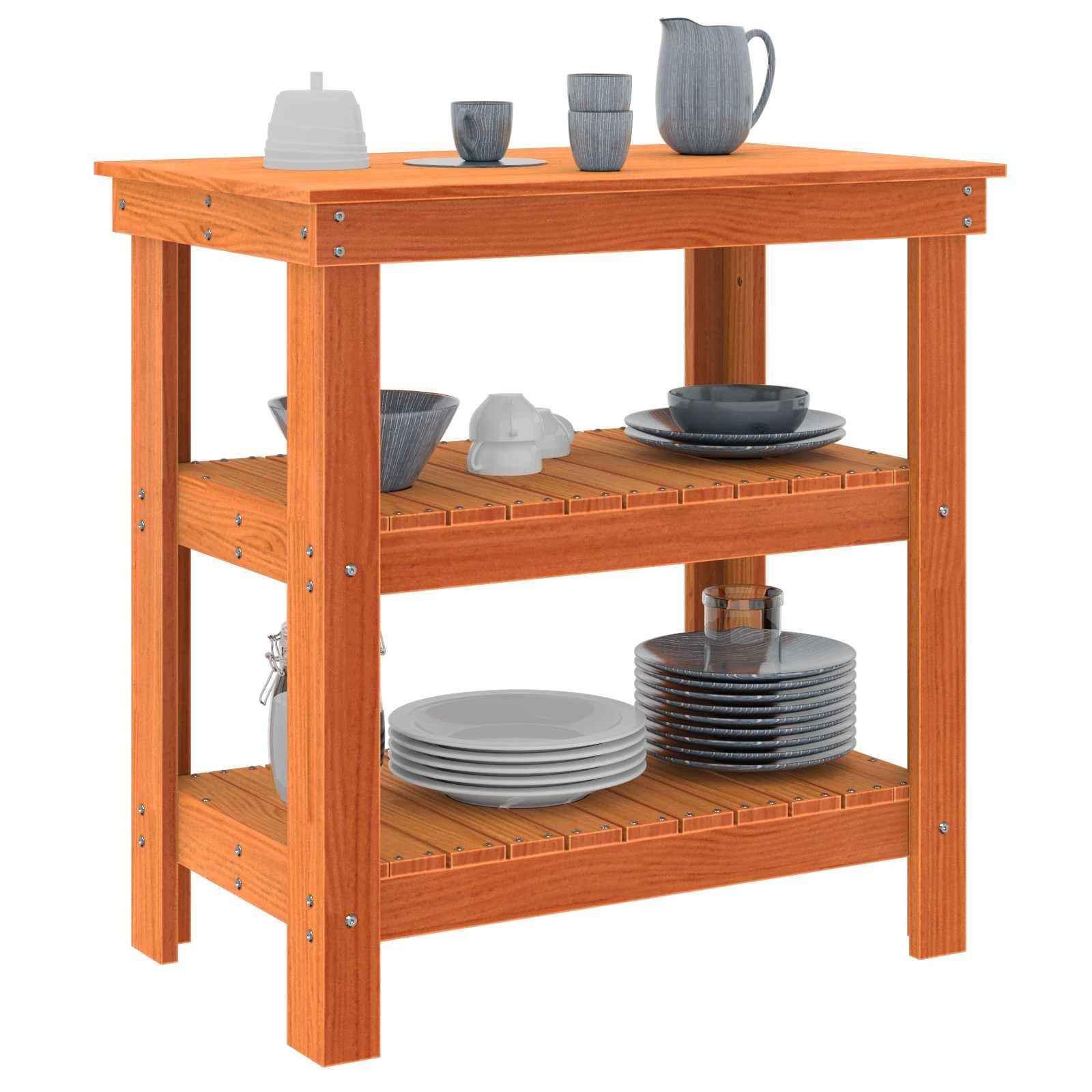 vidaXL Werkbank Werkbank mit Regal 78,5 x 50 x 80 cm Massives Kiefernholz, (1-tlg)