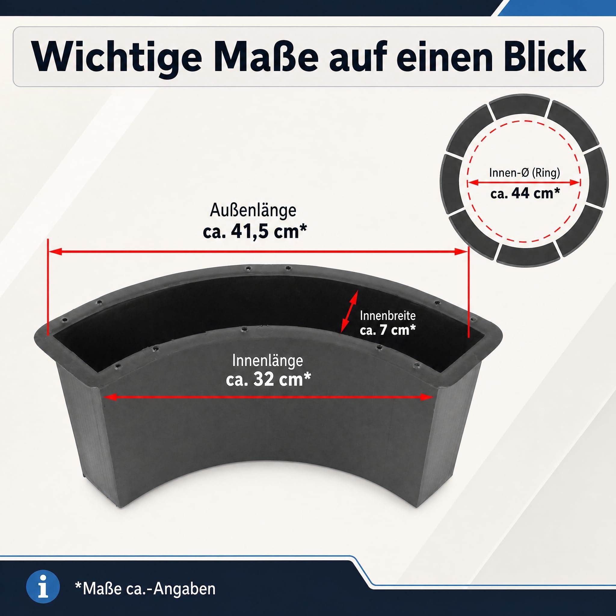 @tec Leichtbeton-Bauplatte Rasenstein Bogen, Betonform, Schalungsform, Gießform, für Beton, Rasenkante