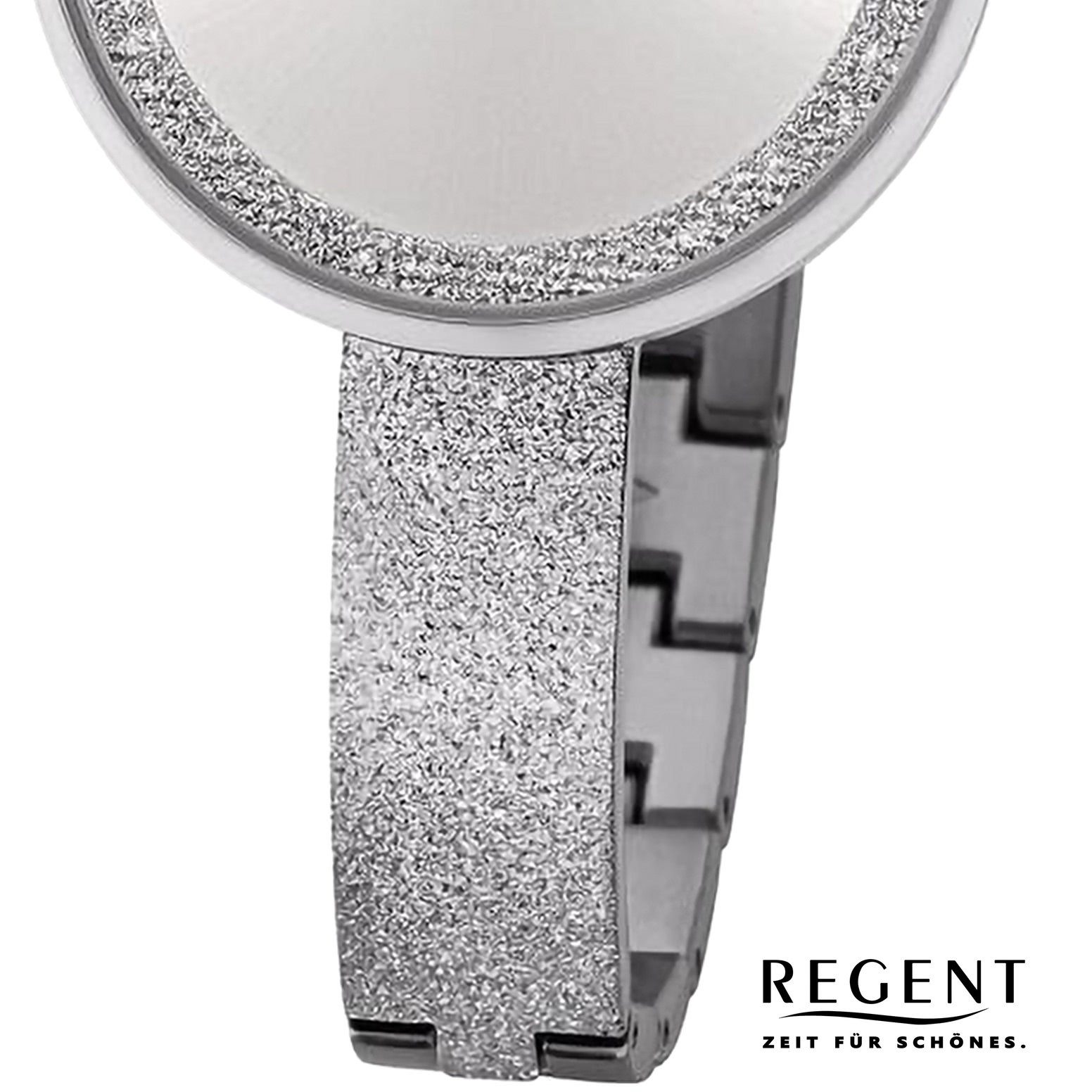 Regent Regent (ca. rund, Armbanduhr Damen groß Armbanduhr Metallarmband Damen 34mm), Analog, extra Quarzuhr