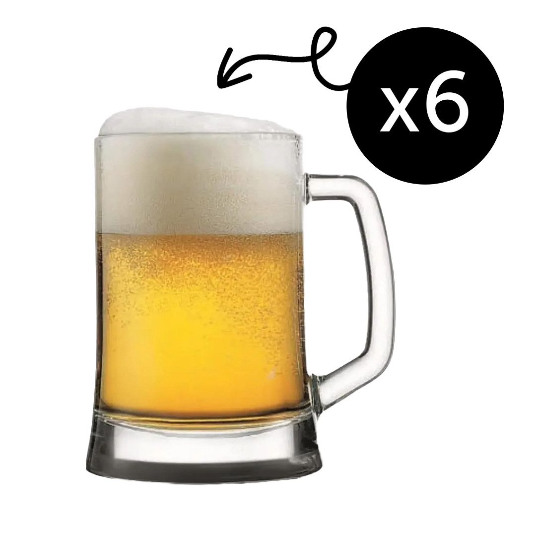 Pasabahce Gläser-Set Pub Bierkrug, 6-tlg., Glas, 6er Set, 660ml, ideal für Bier, Radler, Softdrinks & Mixgetränke