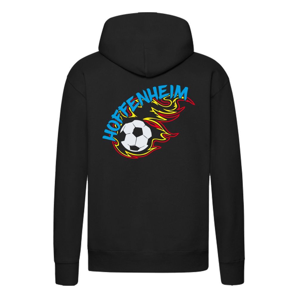 G-graphics Hoodie Hoffenheim in flames – Feuer-Fussball – mit Front- & Backprint Unisex Pullover mit einem Motiv für den echten Fan