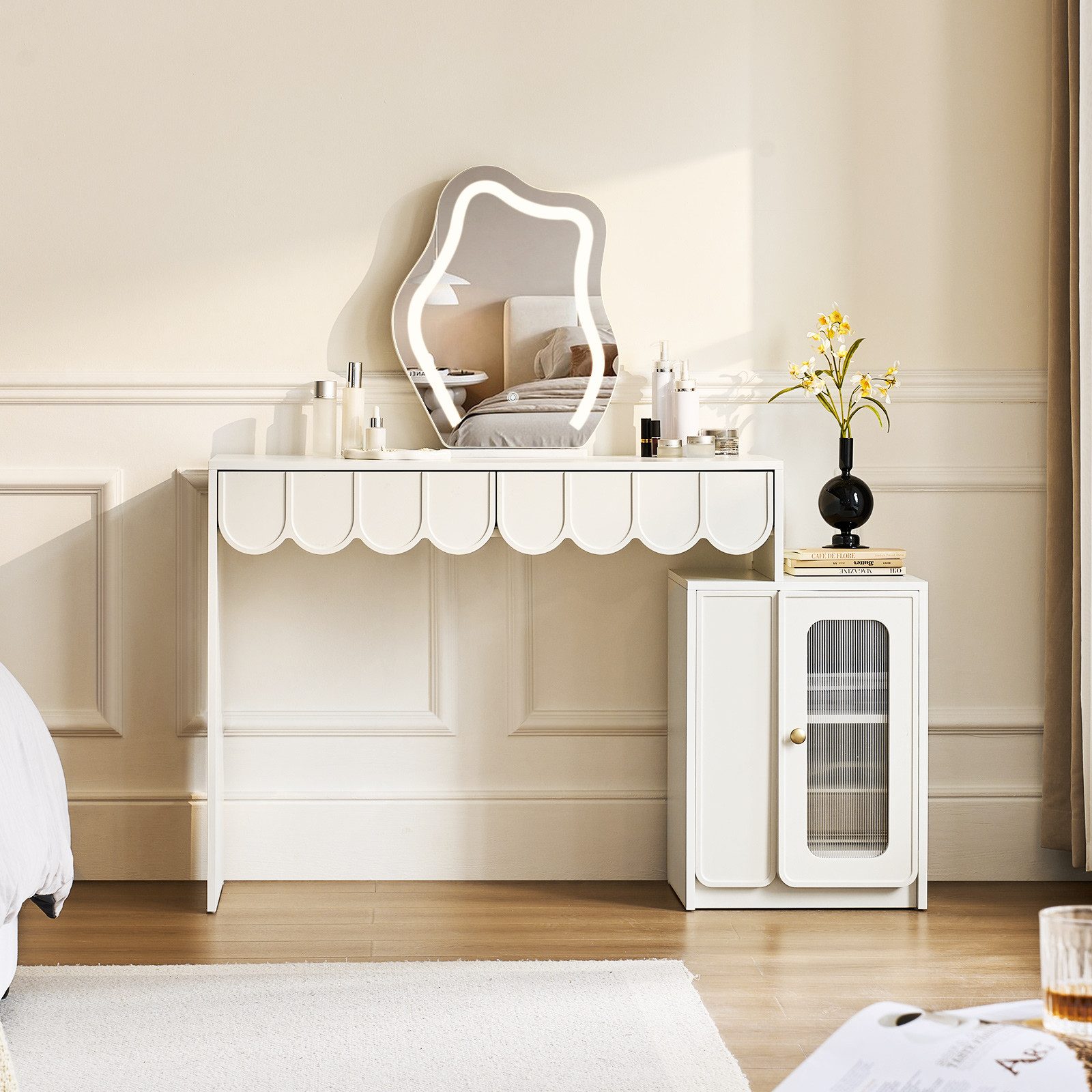 Ofcasa Schminktisch LED-Smart-Spiegel, Frisiertisch mit zwei günstig online kaufen