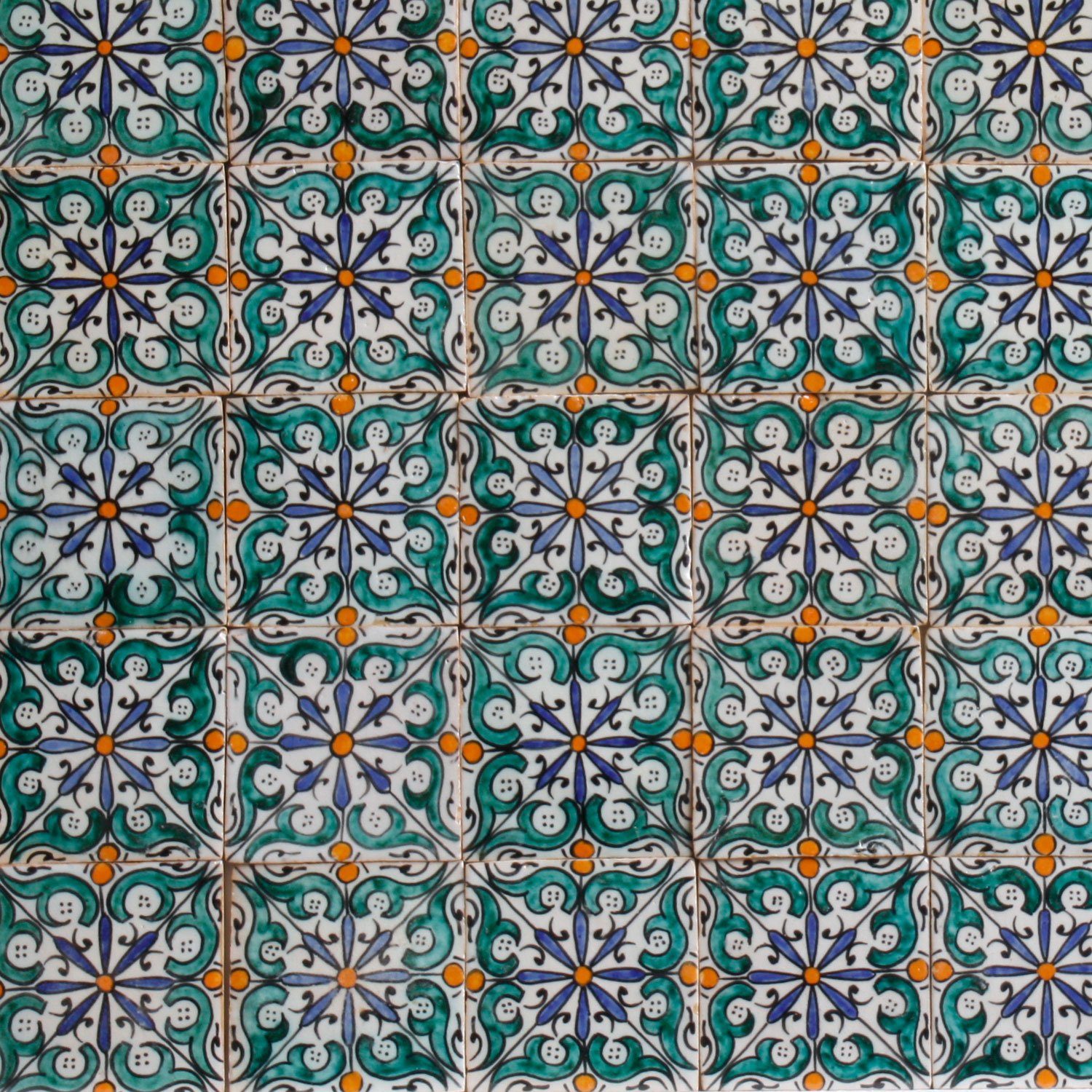 Casa Moro Wandfliese Orientalische Keramikfliese Fliese – HANDMADE Fliesen Dekor, Keramik 10x10, Mehrfarbig, 4er-Set, Handgefertigt, Handbemalt - Kunsthandwerk aus Marokko
